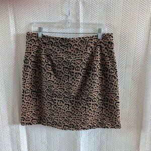 Good American Leopard Print Mini Skirt Size 14/32 Velvet Gold Zipper Back